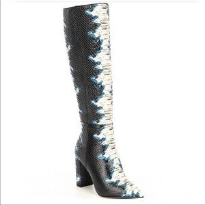 Gianni Bini Kellbie Snakeskin Tall Shaft Heeled Boots SZ 6 NWOT